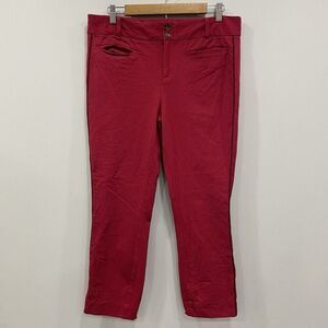 ANTHROPOLOGIE 12 The Essential Slim Red Trouser Crop Pants Office Casual Work